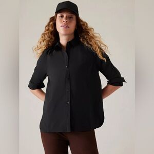 NWOT Athleta Black A-Frame Poplin Top